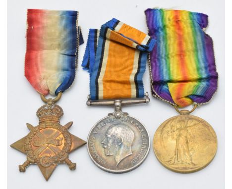 British Army WW1 medals comprising 1914/1915 Star, War Medal and Victory Medal named to Pte T I Lloyd (L/Cpl on Star), 12th B