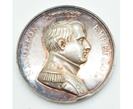 A white metal Napoleon coin /&nbsp;medal by Denon, with profile of Annibal verso, diameter 4cm
