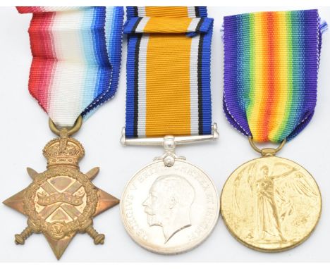 British Army WW1 medals comprising 1914/1915 Star, War Medal and Victory Medal named to 15422 Pte A H Hall Gloucestershire Re