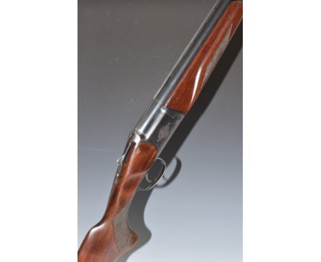 Baikal IJ-27E-1C 12 bore over and under ejector shotgun with&nbsp;engraved locks, underside and trigger guard, chequered semi