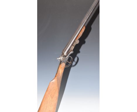 Belgian .410 side by side folding poacher's shotgun with chequered grip and forend, carved decoration to the wrist, engraved 