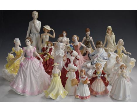 Eighteen Royal Doulton and Royal Worcester figurines