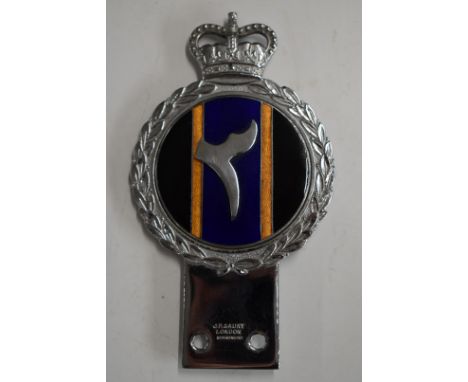 King's African Rifles 3rd Battalion metal and enamel car badge by J R Gaunt, London, H14cm