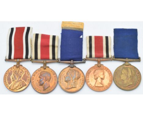 Five police medals comprising two Jubilee Medals 1887 named to P C R Carter Y Division Metropolitan Police, Jubilee Medal 189