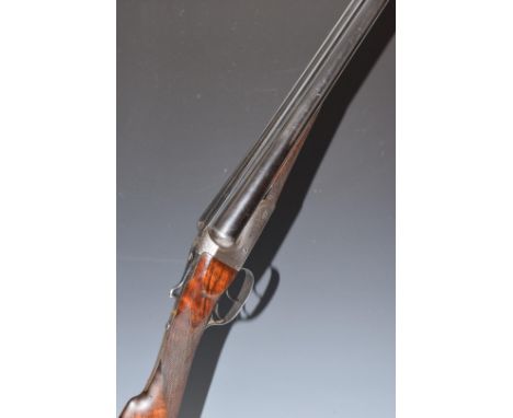 Thomas Turner 12 bore side by side shotgun with scrolling engraving to the locks, trigger guard, underside, top plate, thumb 