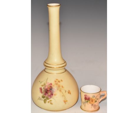 Royal Worcester blush ivory vase, shape 1528 and a miniature tankard, tallest 18cm&nbsp;