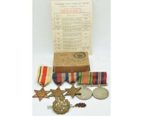 British Army WW2 medals comprising 1939/1945 Star, France and Germany Star, Africa Star, Italy Star, Defence Medal and War Me