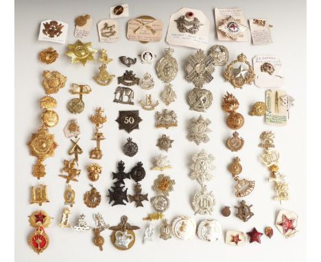 Collection of approximately sixty badges including Wessex Regiment StayBrite by J R Gaunt, B'ham, Royal Dublin Fusiliers, 19t