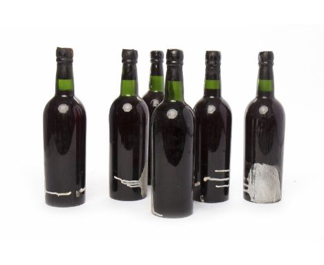WARRES 1963 VINTAGE PORT Oporto, Portugal. No capacity or strength stated. 6 bottles CONDITION REPORT: no labels on the bottl