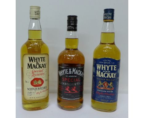 Three bottles of Whyte & Mackay Scotch Whisky including Special Reserve