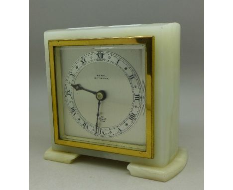 An onyx cased Elliott mantel clock, W.H. May, Nottingham, 13cm