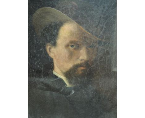 An oil painting, attributed to Andrew Burnett, self portrait, 61 x 46cm, plus frame and glazed