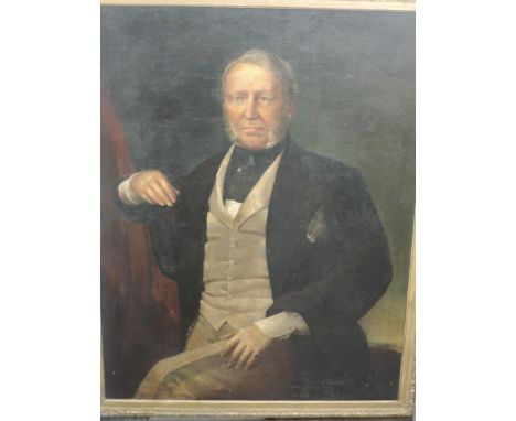An oil painting, portrait of a C19th gentleman, 110 x 85cm, plus frame