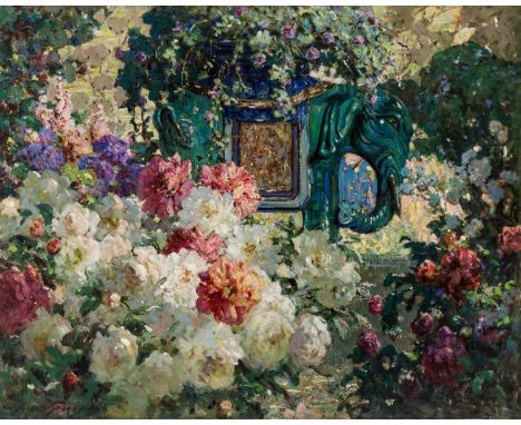 ABBOT FULLER GRAVES (AMERICAN 1859-1936)In My Wife's Garden, circa 1930oil on canvas101.3 x 127.5 cm (39 7/8 x 50 1/4 in.)sig