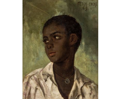 FEDOR ENCKE (GERMAN 1851-1926)Portrait of a Young Black Woman, 1877oil on canvas35.5 x 28 cm (14 x 11 in.)signed, dated, and 