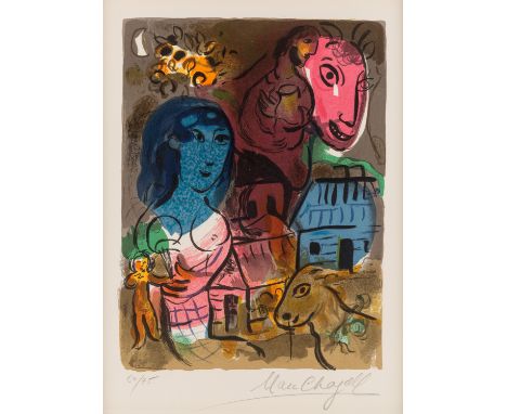 MARC CHAGALL (RUSSIAN-FRENCH 1887-1985)Hommage a Marc Chagall, 1969lithograph on vellum Arches France paperfull sheet measuri