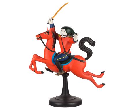 MIKHAIL CHEMIAKIN (RUSSIAN B. 1943)Cavalry Officer with Shashka and Pipe, 1994painted woodheight including base and raised sh