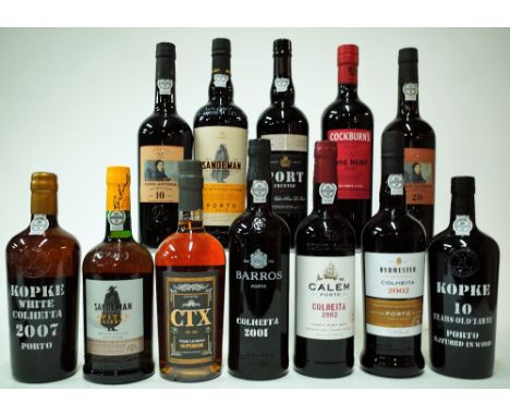 12 BOTTLES PORTSogevinus Fine Wines Barros Tawny Port 2001, Calem Tawny Port 2002, Burmester Colheita 2002; Kopke 2007 and Ko