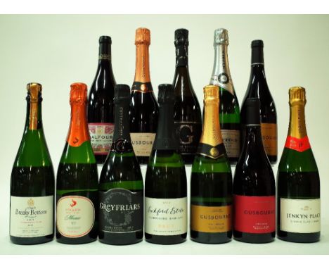 12 BOTTLES ENGLISH SPARKLING AND RED WINEBreaky Bottom Brut Chardonnay Pinot 2014; Fox and Field Mosaic Brut 2015; Greyfriars