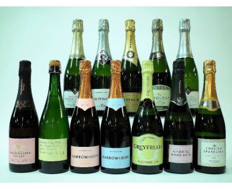 12 BOTTLES ENGLISH SPARKLING WINEWoodchester Valley Rose Brut 2017; Blackburn Ridge Estate Classic Cuvee 2016, Harrow and Hop