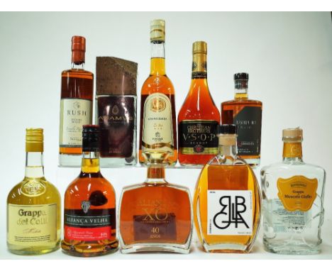 10 BOTTLES SPIRITSGrapa dei Colli Morbida; Alianca Velha Aguardente Vinca; Alianca XO 40 Anos; Ribolla Gialla Grappa Barricat