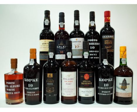 12 BOTTLES PORTVista Alegre White Colheita 2010; Kopke 10 Year Old White; Morrisons Special Reserve; Mellor's Fine White; Tes