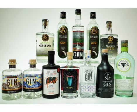 12 BOTTLES GINBossieveld Inspiration and Mystique (50cl); Rhochzwei Ulmer Dry (50cl); Leckomio Dry (50cl); Vadehavs (50cl); S