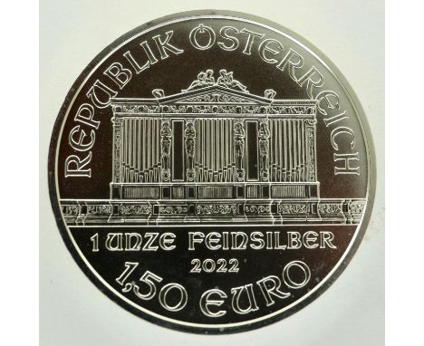 2022 - 1oz Bullion Silver - Austrian Philharmonic. P&amp;P Group 0 (£5+VAT for the first lot and £1+VAT for subsequent lots) 