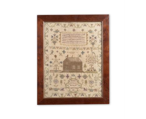 TWO NEEDLEWORK SAMPLERS DATED 1794 AND 1825 RESPECTIVELY First with "Our Father" prayer biblical text "Worked by Mary Colling