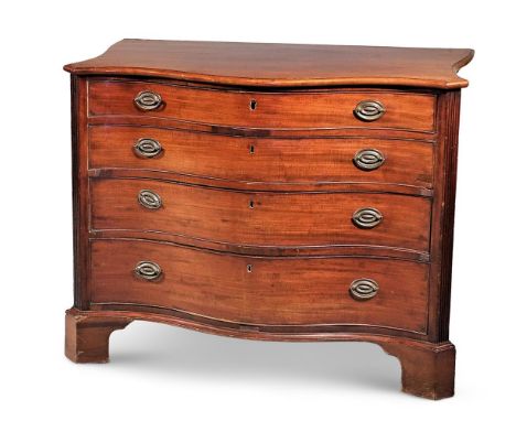 A GEORGE III MAHOGANY SERPENTINE COMMODE CIRCA 178584cm high, 102cm wide, 53cm deep 