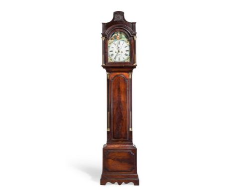 A GEORGE III MAHOGANY LONGCASE CLOCKTHIRD QUARTER 18TH CENTURY, POSSIBLY NORTH COUNTRY The circular painted dial with Roman n