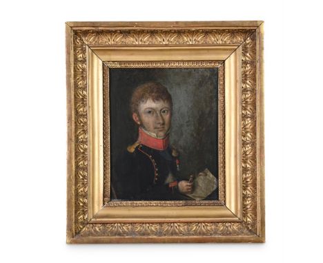 FRENCH SCHOOL (LATE 18TH CENTURY)MONSIEUR DE MARSILLY, PORTRAIT OF A SOLDIER Inscribed and dated 1797 to label attached (vers