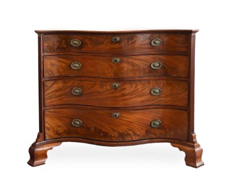 A GEORGE III MAHOGANY SERPENTINE COMMODE CIRCA 177090cm high, 119cm wide, 57cm deep overallCondition Report: Marks, knocks, s