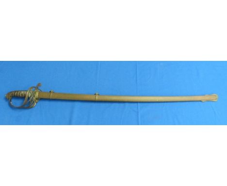 A Victorian Infantry Officer's sword and scabbard, by Robert Mole & Sons, the hilt with crowned bugle and fish skin grip, 32½