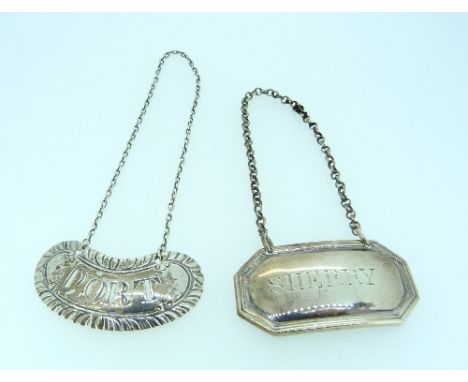 A George III silver Decanter Label, by Margaret Binley, of kidney-shaped form with a feather edge, incised "Port", maker's ma