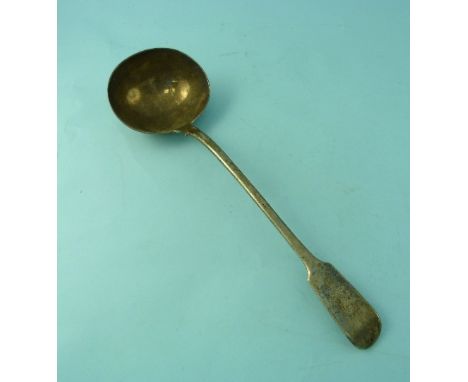 A Victorian silver fiddle pattern Ladle, by Elizabeth & John Eaton, hallmarked London, 1862, crested, 13½in (34cm) long, appr