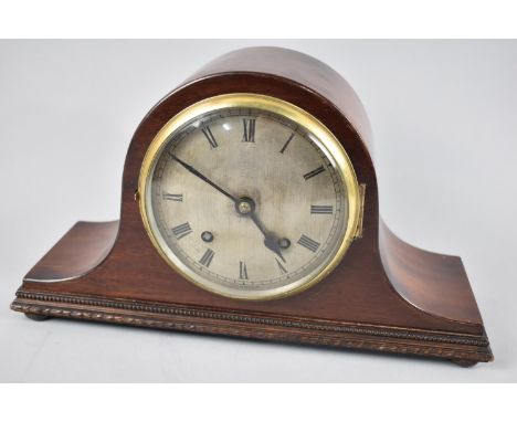 A Vintage Mahogany Cased Napoleon Hat Mantle Clock, 35cm wide 