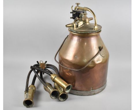 A Vintage Copper Milking Unit with Pulsator and Cups 