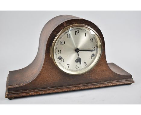 A Mid 20th Century Oak Cased Napoleon Hat Westminster Chime Mantle Clock, 43cm Wide 