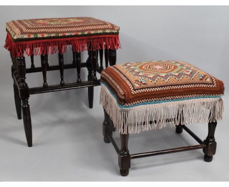 Two Mid 20th Century Tapestry Upholstered Stools 