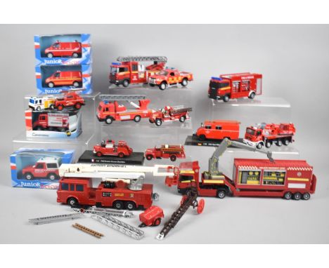 A Collection of Boxed and Unboxed Diecast Fire Engine Vehicles 