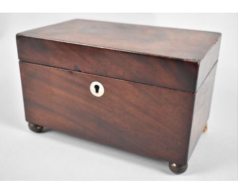 A Mid 19th century Two Division Tea Caddy in Mahogany, 19cms Wide 