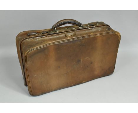 A Vintage Leather Bag, 52cm Long 