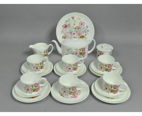 A Wedgwood Meadow Sweet Service to comprise Teapot,  Milk Jug, Sugar Bowl, Six Cups, Five Saucers and Six Side Plates 