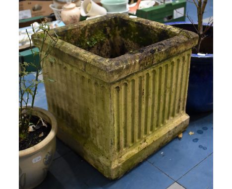A Garden Planter of Square Form with Reeded Decoration, 25cms High 