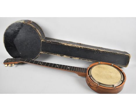 A Vintage Banjo for Complete Restoration, Complete with Case but Both AF, Banjo Back Split 