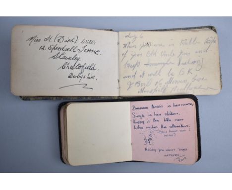 Two Vintage Autograph Books Dating from 1930's/40's Mainly Containing Poems and Verse 
