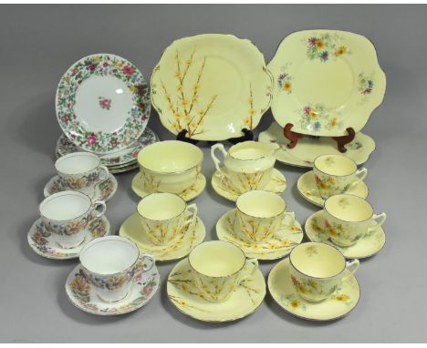 Two Part Crown Staffordshire Art Deco Tea Sets together with Three Paragon Country Lane Cups and Saucers and Crown Staffordsh