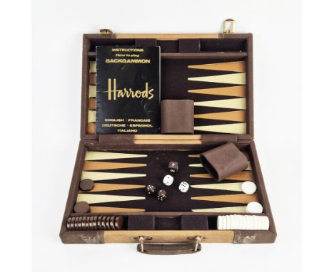 HARRODS BACKGAMMON TRAVEL CASE, 40cm x 25cm.