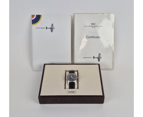 IWC MARK XV SPITFIRE AUTOMATIC PILOTS WRIST WATCH, Ref 2827899, edition 099/1000, black leather stamp, with certificate and m